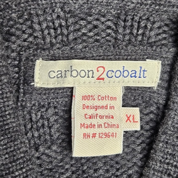 Carbon 2 Cobalt Hoodie Mens XL Gray Chunky Knit Textured Sweatshirt Drawstrings - Picture 3 of 9